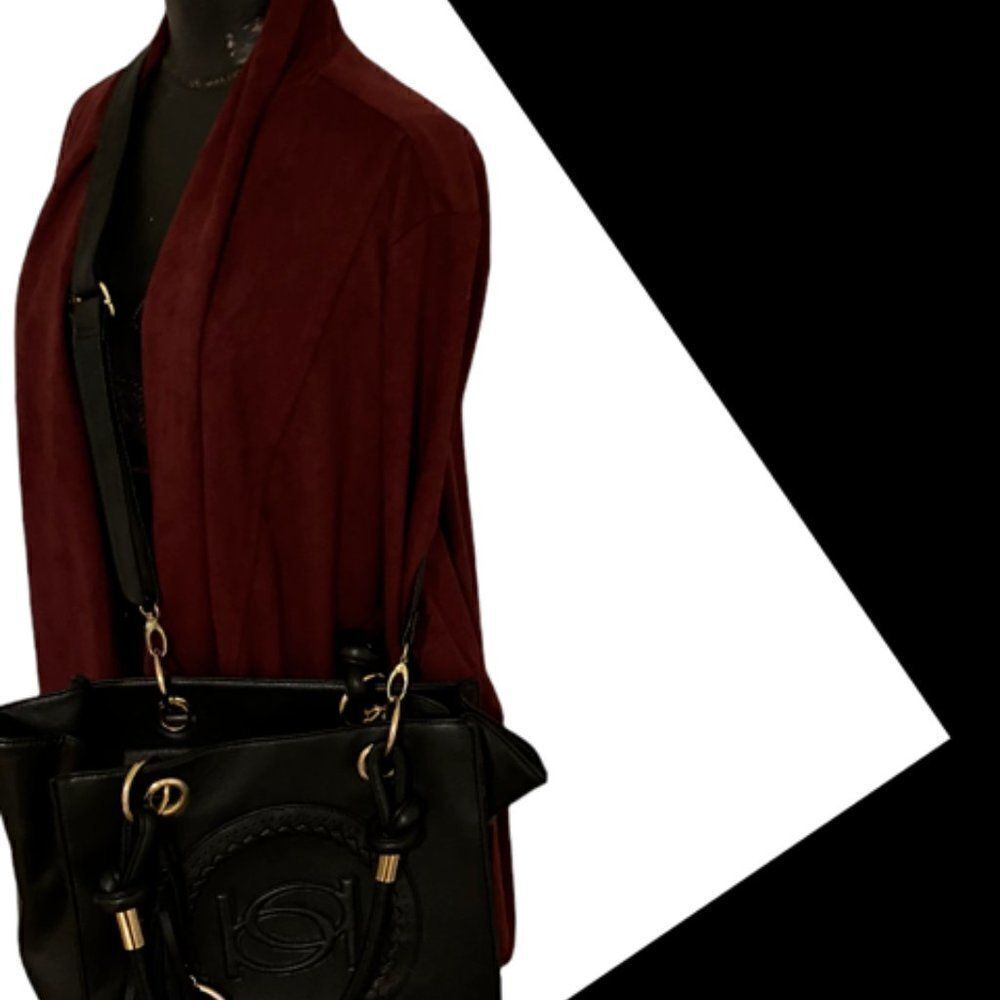 BeBe black large faux leather tote/crossbody bag